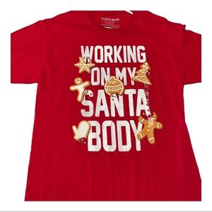 NWT Working On My Santa Body Christmas T-Shirt M